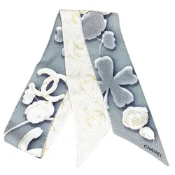 Khăn Nữ Chanel Scarf Orilagu Twilly Màu Trắng Xanh