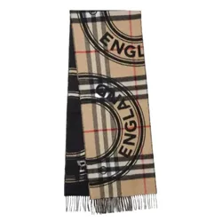 Khăn Quàng Cổ Burberry Logo Uni Men Beige/ Black Roundel Check Cashmere Scarf Màu Be Đen