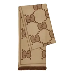 Khăn Quàng Cổ Gucci GG-Jacquard Wool Scarf Màu Be