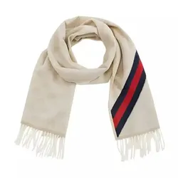 Khăn Quàng Cổ Gucci GG Logo Wool Scarf In Beige 165904 3G646 Màu Be