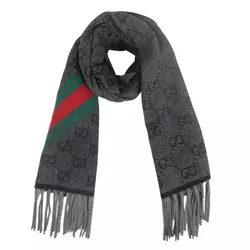 Khăn Quàng Cổ Gucci GG Logo Wool Scarf 165904 3G646 Màu Đen