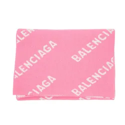 Khăn Quàng Cổ Nữ Balenciaga Pink Wool All Over Logo Scarf Màu Hồng