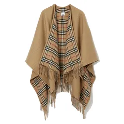 Khăn Quàng Cổ Nữ Burberry Reversible Check Wool Cape 80716731 Archive Beige Màu Be Kẻ