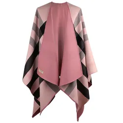 Khăn Quàng Cổ Nữ Burberry Shawl Poncho Merino Wool Reversible Check 4025517 Màu Hồng Kẻ