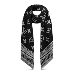 Khăn Quàng Cổ Unisex Louis Vuitton LV M76389 Amazingram Stole Màu Đen Họa Tiết
