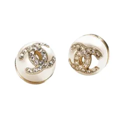 Khuyên Tai Nữ Chanel Pearl CC Crystal Earrings Gold Màu Vàng