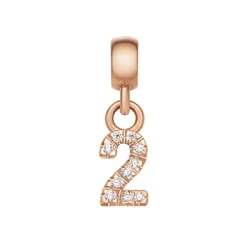 Mặt Dây Chuyền Daniel Wellington Zirconia - Crystal Number Charm Rose Gold Màu Vàng Hồng (Số 2)
