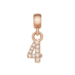 Mặt Dây Chuyền Daniel Wellington Zirconia - Crystal Number Charm Rose Gold Màu Vàng Hồng (Số 4)