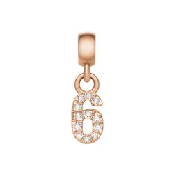 Mặt Dây Chuyền Daniel Wellington Zirconia - Crystal Number Charm Rose Gold Màu Vàng Hồng (Số 6)