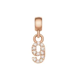 Mặt Dây Chuyền Daniel Wellington Zirconia - Crystal Number Charm Rose Gold Màu Vàng Hồng (Số 9)