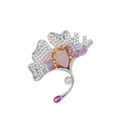 Pin Cài Áo Nữ Meri Ginkgo Grace BR900 Màu Tím/Trắng