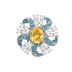 Pin Cài Áo Nữ Meri Royal Emblem BR901 Màu Xanh/Trắng