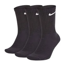 Set 3 Đôi Tất Cổ Cao Nike Everyday Cushioned SX7664-010 Dri-Fit Black Màu Đen Size 21-23cm