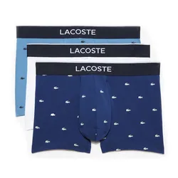 Set 3 Quần Lót Nam Lacoste Men's 3-Pack Signature Trunks 5H3411-52 KGN Màu Xanh Trắng Size S