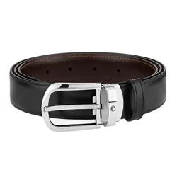 Thắt Lưng Nam Montblanc Horseshoe SH Palladium 30mm Leather Belt MB114412 Màu Nâu
