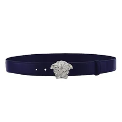 Thắt Lưng Nam Versace Leather Logo Medusa Màu Xanh Navy