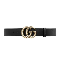 Thắt Lưng Nữ Gucci GG Marmont Belt With Pearls 40mm 453260 DLX1T 9094 Màu Đen Size 70
