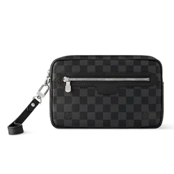 Túi Cầm Tay Nam Louis Vuitton LV Pochette Kasai N47626 Màu Xám/Đen