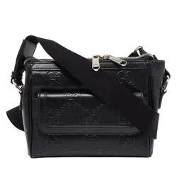 Túi Đeo Chéo Nam Gucci Guccissima Perforated Leather Crossbody Bag Màu Đen