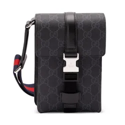 Túi Đeo Chéo Nam Gucci Super Mini GG Messenger Bag Màu Đen Xám