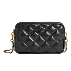 Túi Đeo Chéo Nữ Charles & Keith CNK Mini Apfra Quilted CK2-00151408 Màu Đen
