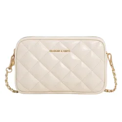 Túi Đeo Chéo Nữ Charles & Keith CNK Mini Apfra Quilted CK2-00151408 Màu Trắng