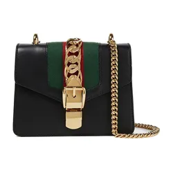 Túi Đeo Chéo Nữ Gucci Calf Leather Flap Crossbody Bag Màu Đen