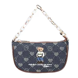 Túi Đeo Chéo Nữ Guoo Bear Royal Blue Jacquard Heart Crossbody Bag GO-2015-28220 Màu Xanh Blue