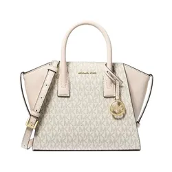Túi Đeo Chéo Nữ Michael Kors MK Avril Small Logo and Leather Satchel 35F1G4VM2B Màu Trắng Kem