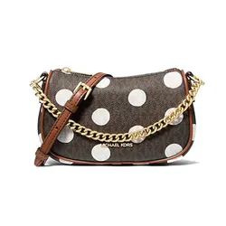 Túi Đeo Chéo Nữ Michael Kors MK Carmela Small Polka Dot And Signature Logo Pochette 35S5G1QC1N Màu Nâu