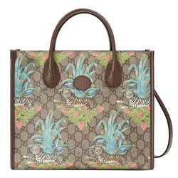 Túi Tote Gucci Tiger GG Small Tote Bag Beige/Ebony Màu Be
