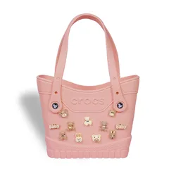 Túi Tote Nữ Crocs Classic Small Woman Tote Bag Charm Sweet Chocolate Bear Pink Milk, Lightweight And Durable With Spacious Bag Màu Hồng