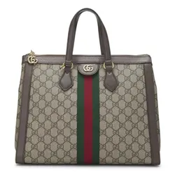 Túi Tote Nữ Gucci GG Supreme Canvas Ophidia Màu Be Nâu