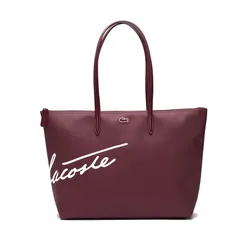 Túi Tote Nữ Lacoste L.12.12 Signature Print Canvas Large Tote Bag NF4473SJ M60 Màu Đỏ Mận