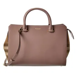 Túi Xách Tay Nữ Burberry Banwell Small Check Canvas & Leather Satchel Màu Nâu Đất