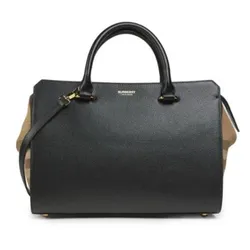 Túi Xách Tay Nữ Burberry Small Leather And Cotton Satchel Màu Đen