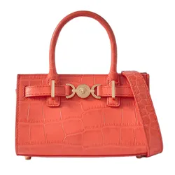 Túi Xách Tay Nữ Versace Embellished Croc-Effect Leather - Orange Màu Cam