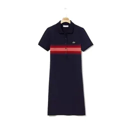 Váy Lacoste Women’s Color Block Stripe Polo Dress Màu Xanh Navy Size 36