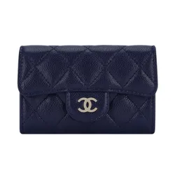 Ví Nữ Chanel Classic Card Holder Grained Calfskin AP0214 Màu Xanh Navy