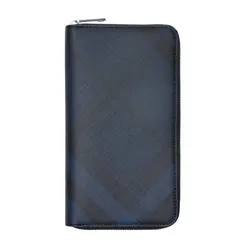 Ví Nam Burberry London Check and Leather Ziparound Wallet Navy/ Black Màu Xanh Đen
