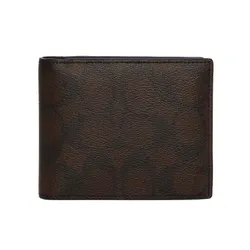 Ví  Nam Coach 3 In 1 Wallet In Blocked Signature Canvas Màu Nâu