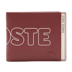 Ví Nam Lacoste Men's Fitzgerald Branded Leather Foldable Wallet NH3715FW Màu Đỏ