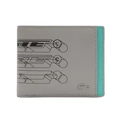 Ví Nam Lacoste Men's Small Folding Wallet With Contrasting Interior NH4292FW Màu Xám - Xanh