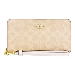 Ví Nữ Coach Long Zip Around Wallet In Signature Canvas CW778 Gold/Sand/Chalk Màu Be Vàng