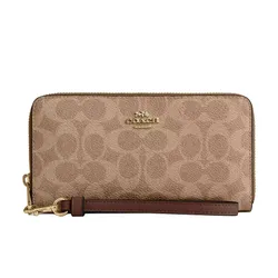 Ví Nữ Coach Long Zip Around Wallet In Signature Canvas Im/Tan/Brown CW778 Màu Nâu