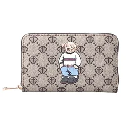 Ví Nữ Guoo Bear TT2301 - GO2043 Logo Lưới Màu Xám Size M
