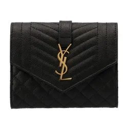 Ví Nữ YSL Yves Saint Laurent Tri-Fold Pebbled Purse Màu Đen