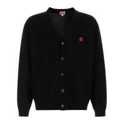 Áo Cardigan Nam Kenzo 'Boke Flower' Embroidered In Merino Wool Black PFF65CA7593LB.99J Màu Đen Size S