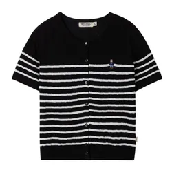 Áo Cardigan Nữ WHOAU Steve Summer Short Sleeve WHCKF2541F Màu Đen