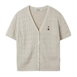 Áo Cardigan Nữ WHOAU Steve V-Neck Melange Cardigan WHCKF2521F Màu Be Kem